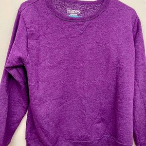 women’s size small, hanes purple crewneck